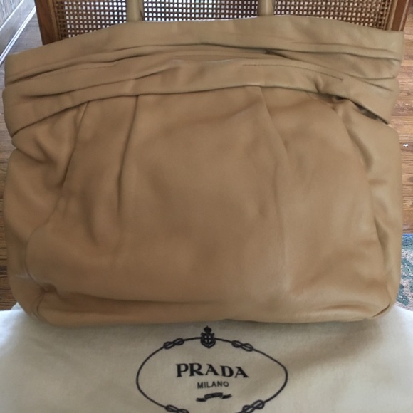 Prada Nappa Frills Leather Handbag in Color Caramello with Dustcover Bag - Picture 3 of 15